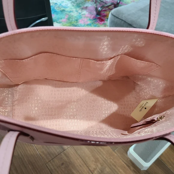 NWT - Kate Spade - Hani, Haven Lane Glitter Pink Polka Dot Tote - Picture 5 of 16